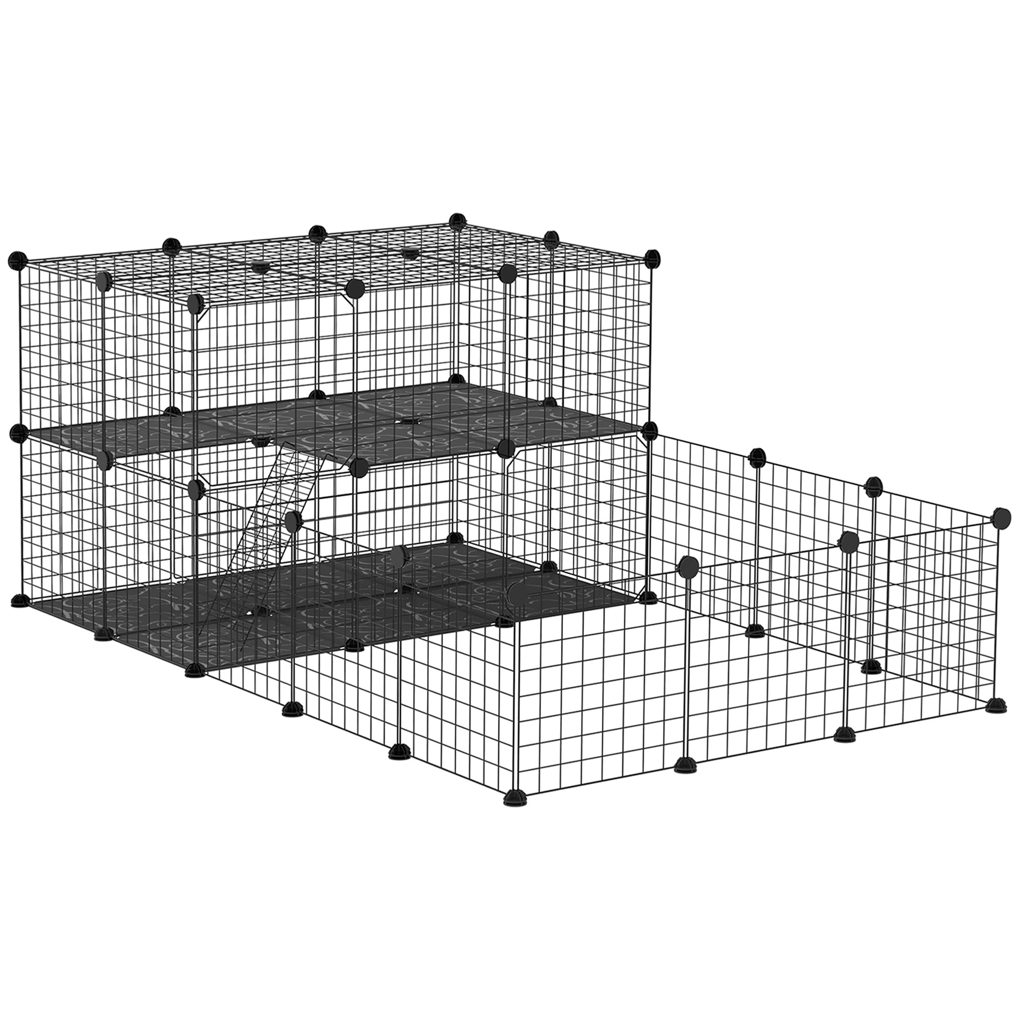 Parc pour animaux de compagnie de 46 panneaux, parc modulable pour petits animaux, clôture portable intérieure pour cochons d’Inde, lapins, hamsters et hérissons