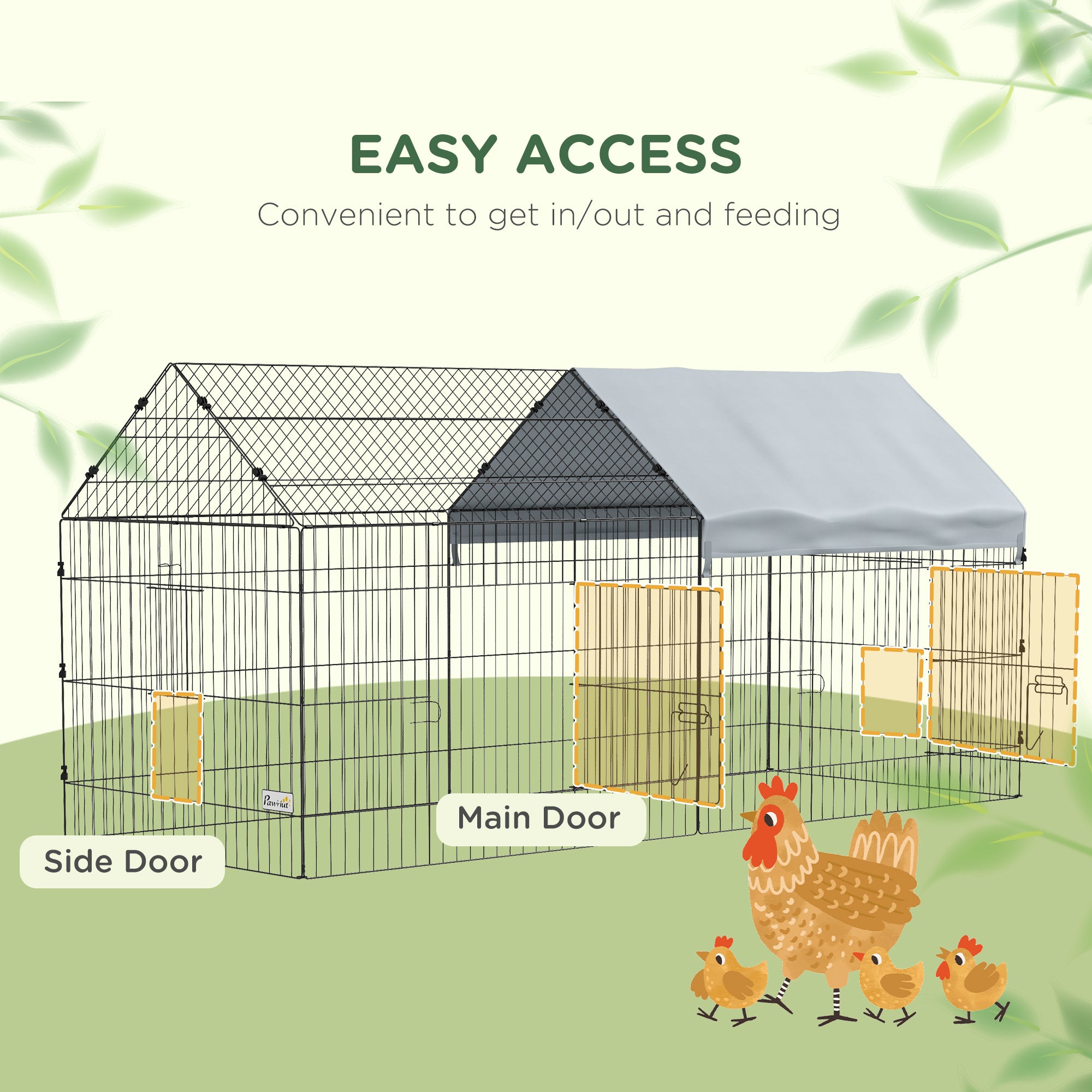 87" Small Animal Cage with Roof, Indoor/Outdoor Use,  for Chicken, Rabbits, Chinchillas, Silver