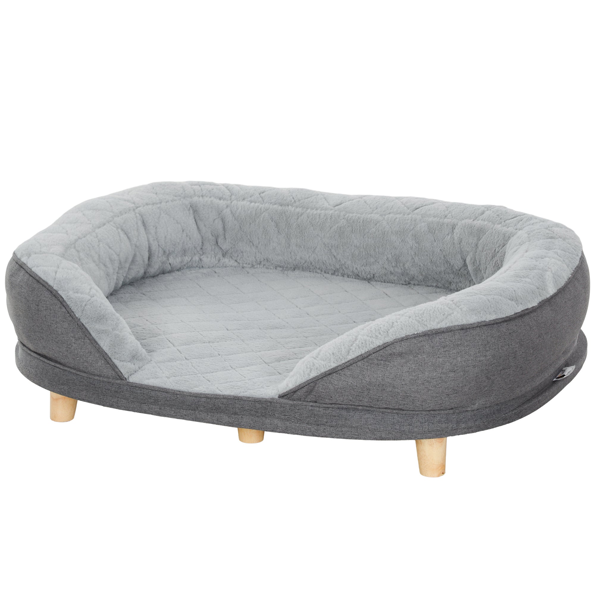 Canapé-lit pour chiens de grande taille avec coussin amovible, housse lavable, pieds antidérapants, gris