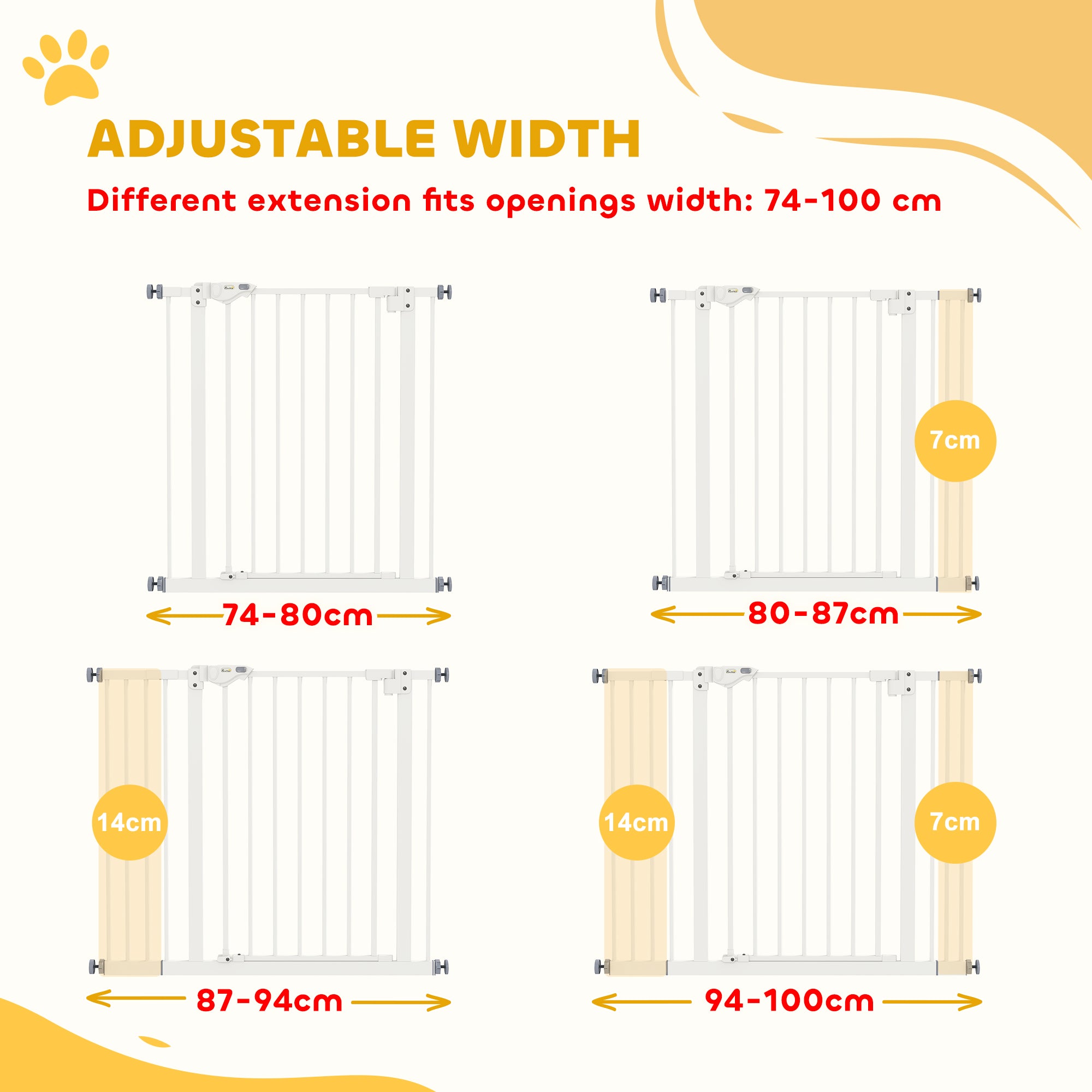 30 Inch Tall Pet Gate with Door Dog Gate and Barrier Indoor for Stairs, Pressure-Mounted Safety Gate, White