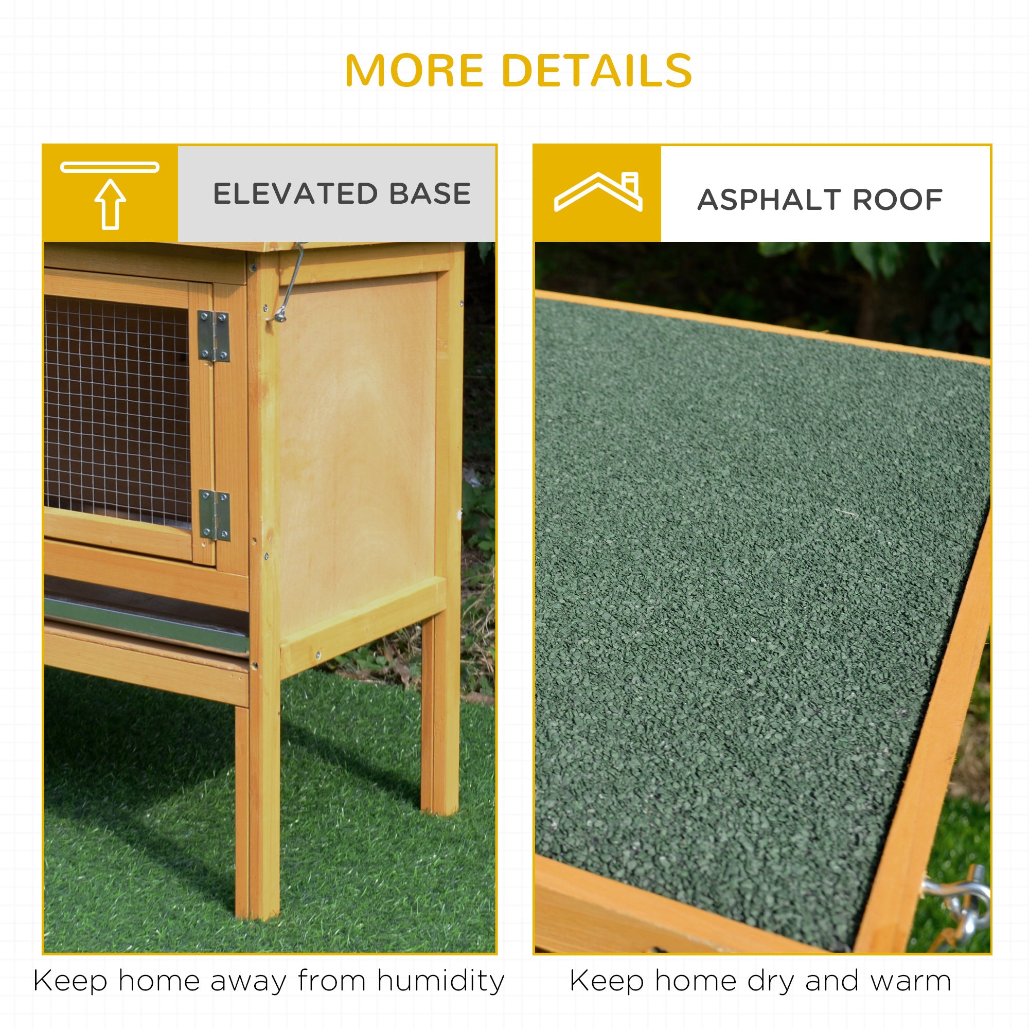 Wooden Rabbit Hutch, Indoor Outdoor Bunny Cage with Slide-Out Tray and Openable Roof, Small Animal Cage