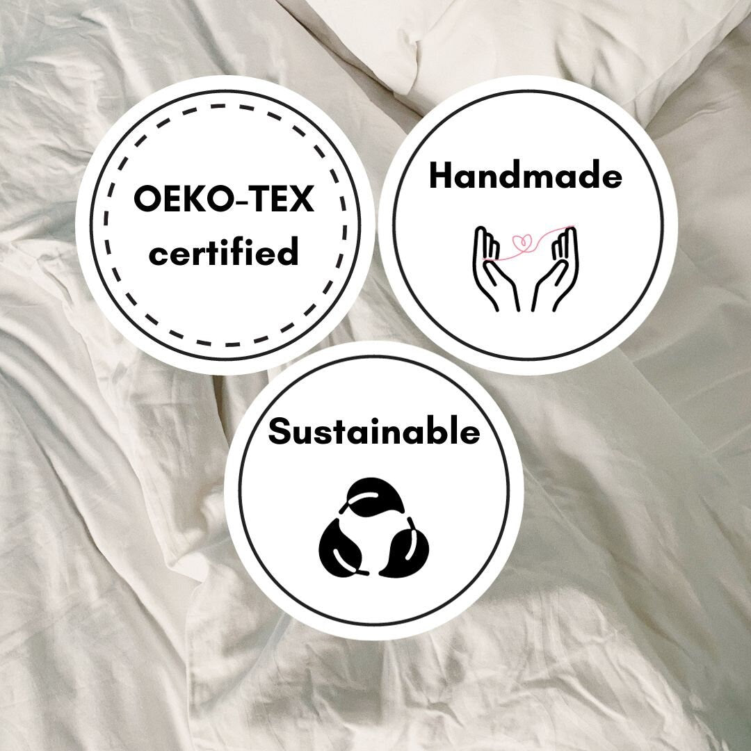 Light Grey with Black Piping -  100% Pure Linen or Linen Cotton | 3 Piece Piped Duvet Cover Set | Handmade | Pre-washed-2