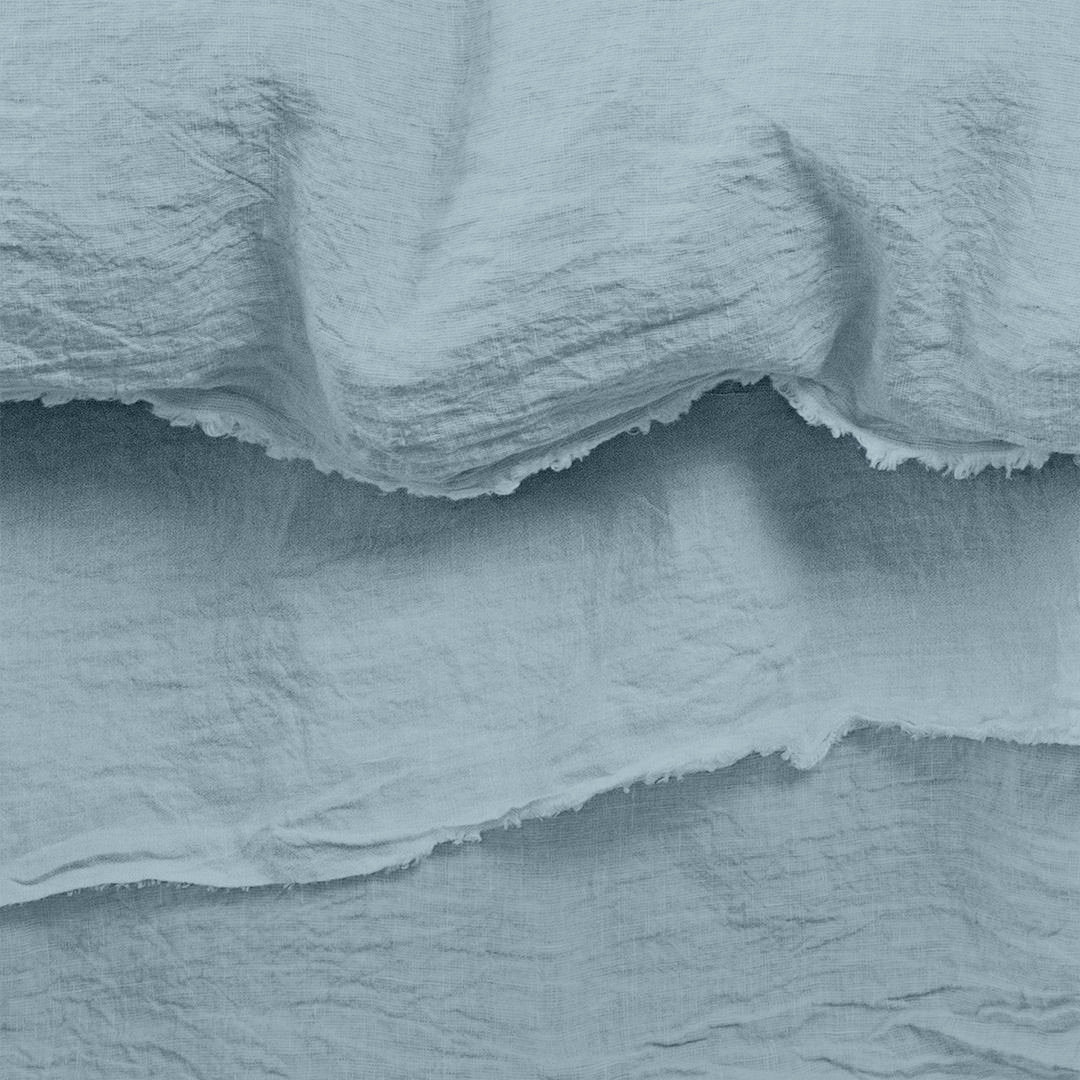 Raw Edged Sky Blue - 100% Pure Linen | Linen Cotton Mix | 3 Piece Duvet Cover Set | 4 Piece Sheet Set | Handmade | Pre-washed | Soft-1