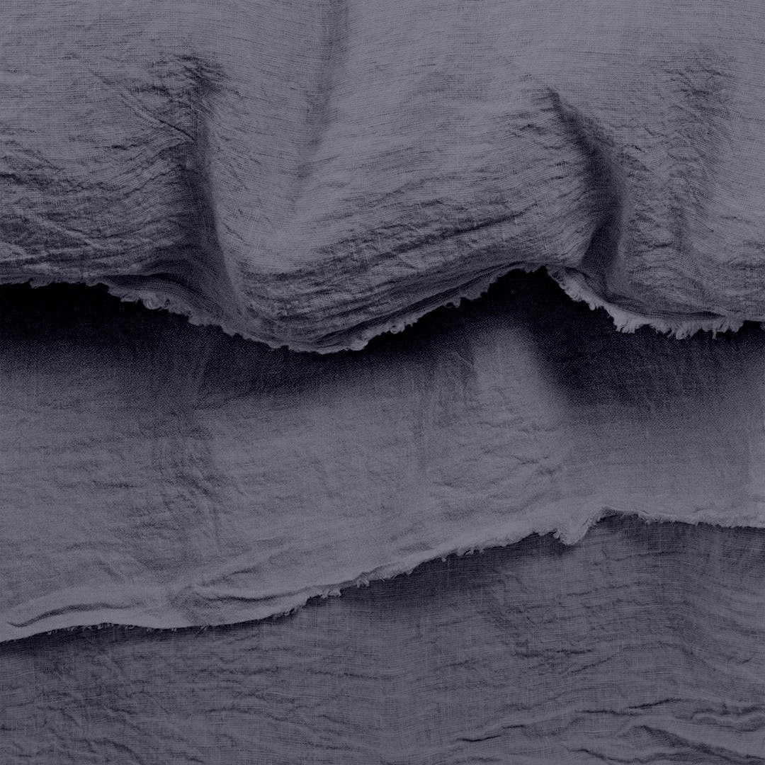 Raw Edged Charcoal Black - 100% Pure Linen | Linen Cotton Mix | 3 Piece Duvet Cover Set | 4 Piece Sheet Set | Handmade | Pre-washed | Soft-2
