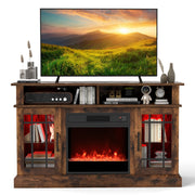 TV Stand with Electric Fireplace LED Lights and Remote Controls for TVs Up to 40 Inch-Rustic Brown-Entertainment Centers & TV Stands-DECOROLALA