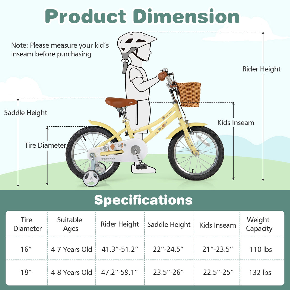 Kids Bike Adjustable Bicycle with Reflectors and Bell for Children 4-7 Years Old