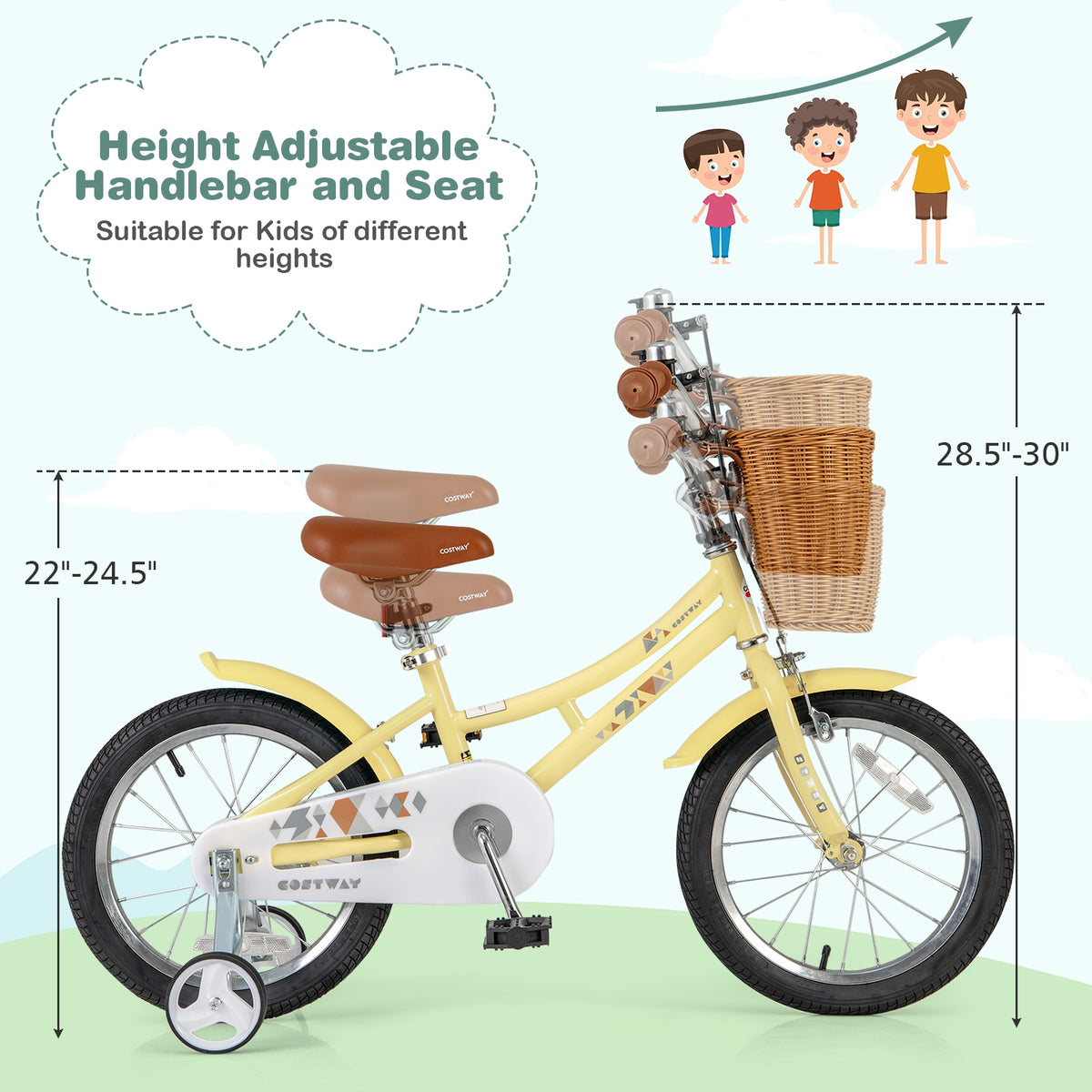 Kids Bike Adjustable Bicycle with Reflectors and Bell for Children 4-7 Years Old