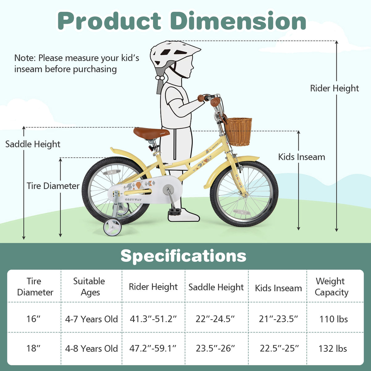 Kids Bike Adjustable Bicycle with Reflectors and Bell for Children 4-7 Years Old