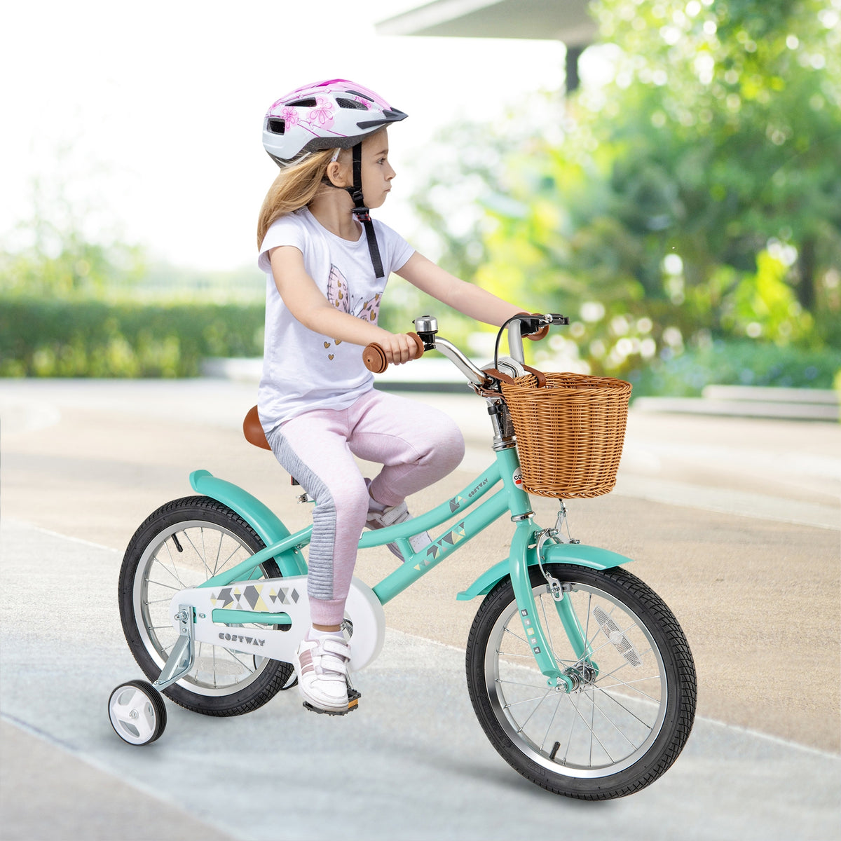 Kids Bike Bicycle with Training Wheels and 2 Brake System Ages 4-7 Years Old