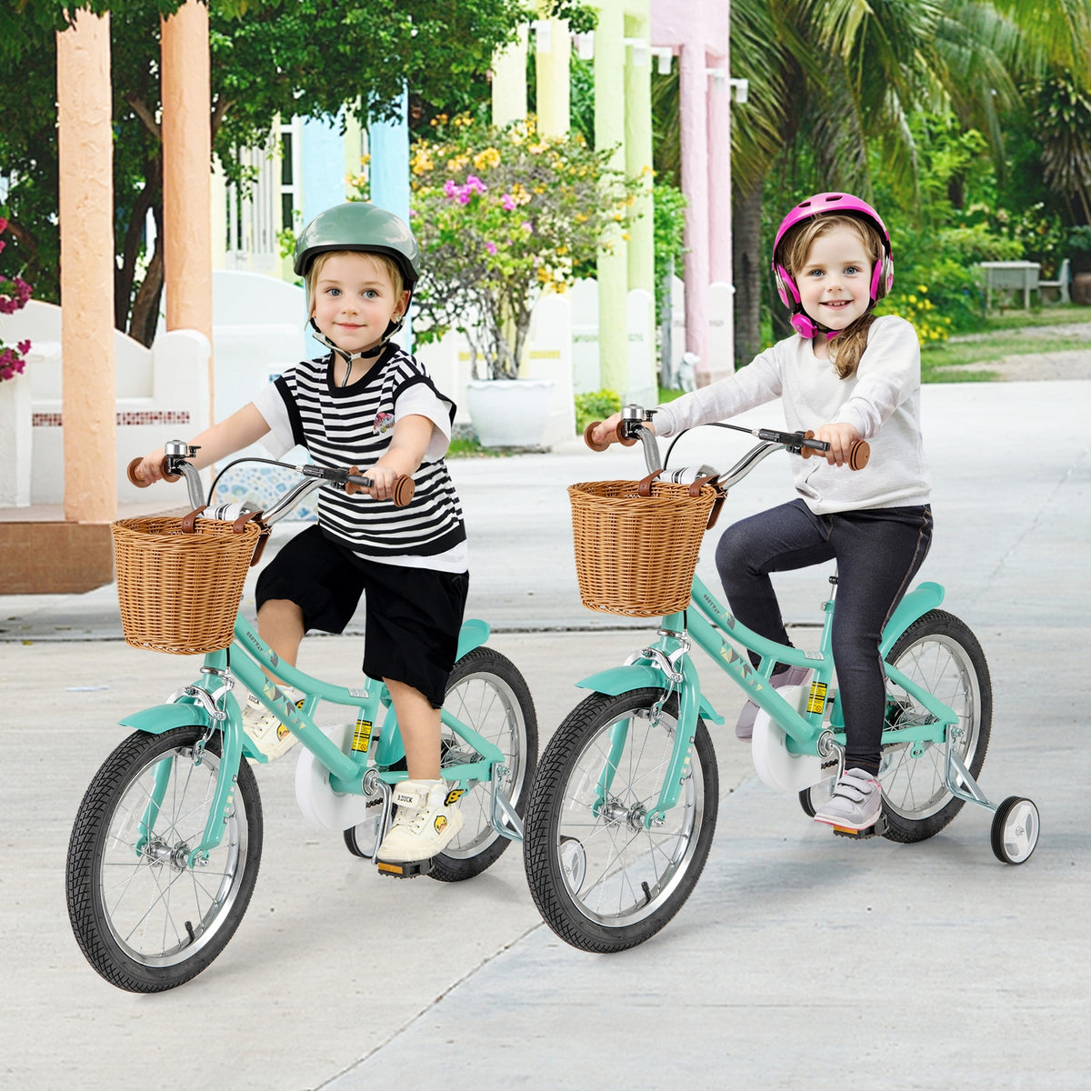 Kids Bike Bicycle with Training Wheels and 2 Brake System Ages 4-7 Years Old
