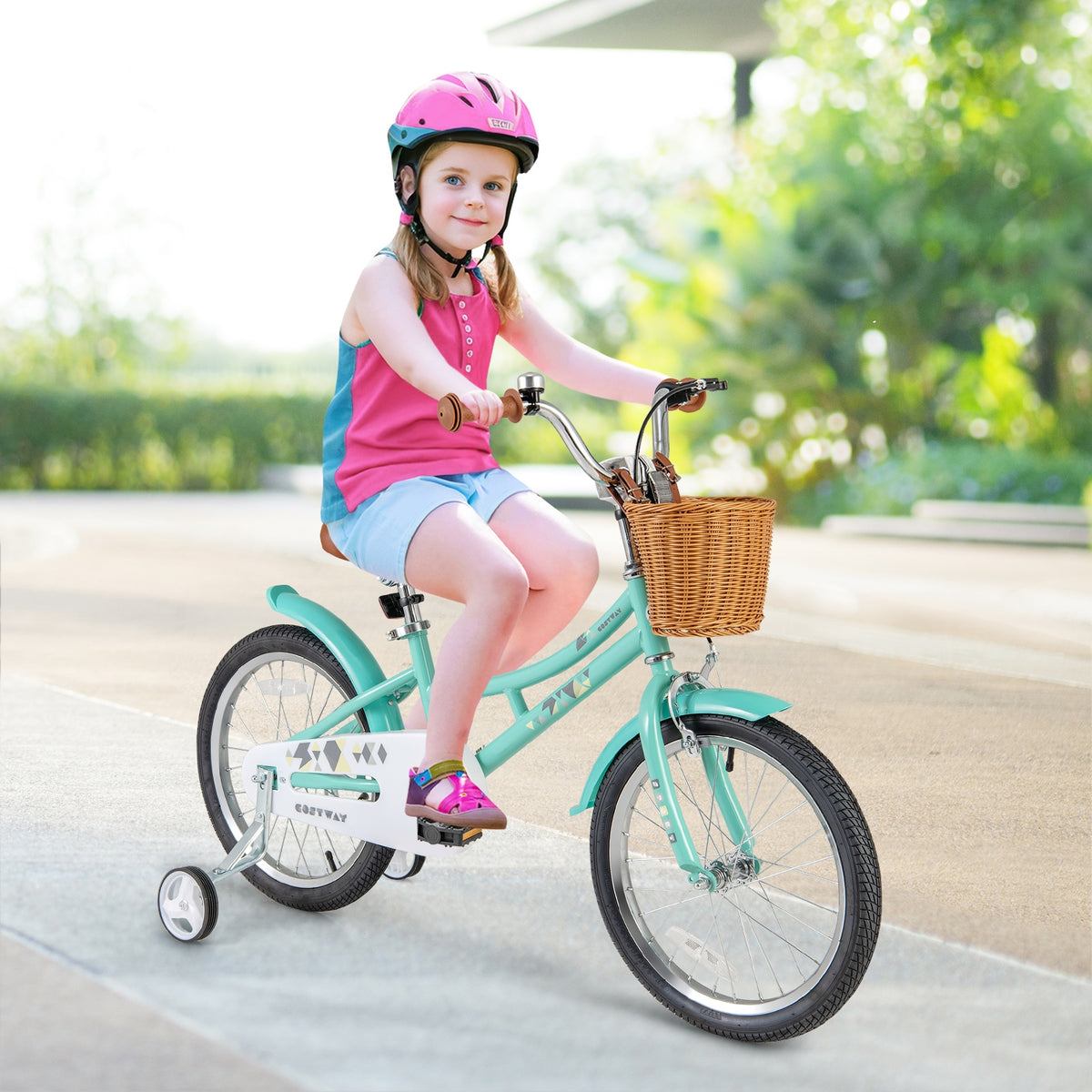 Kids Bike Bicycle with Training Wheels and 2 Brake System Ages 4-7 Years Old