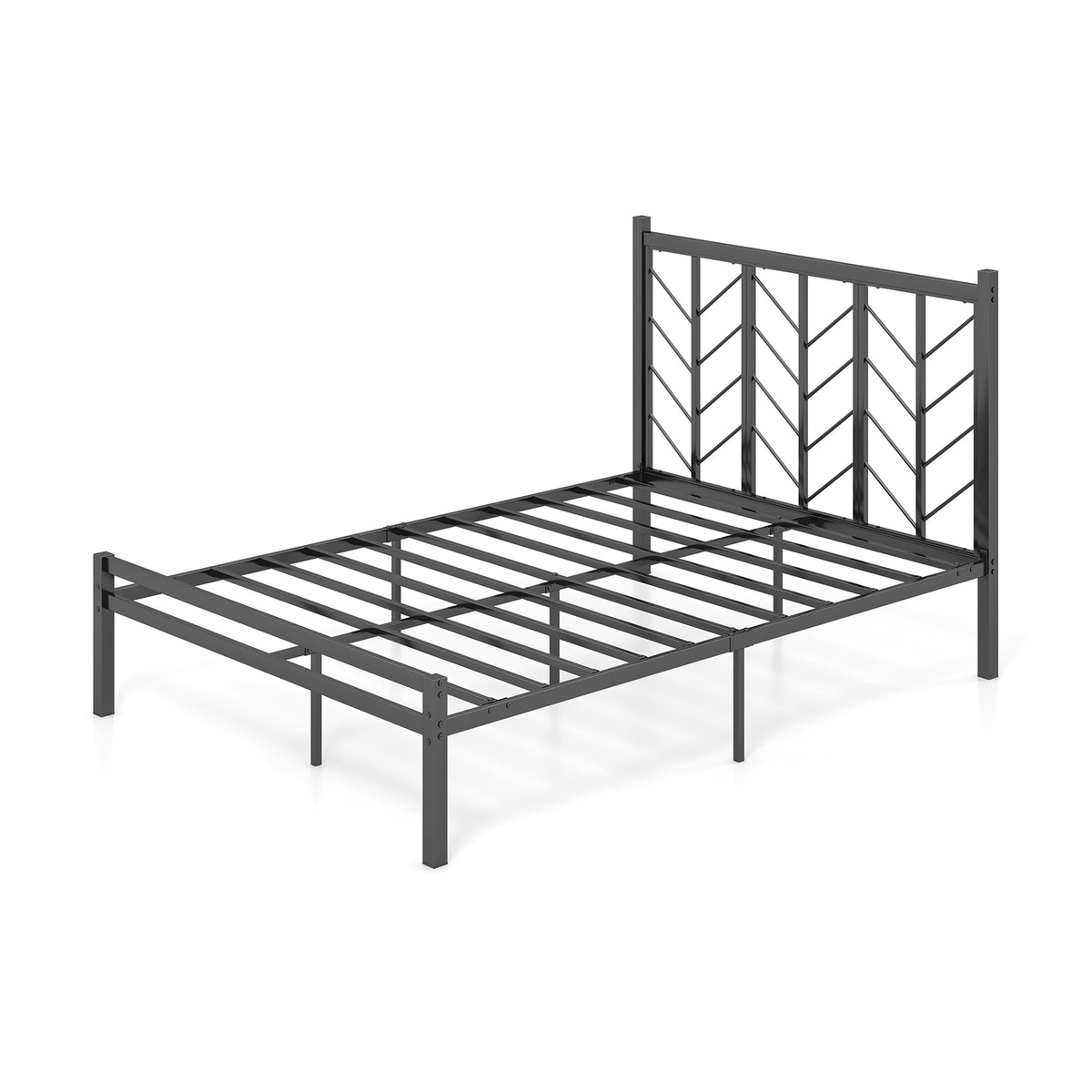 Platform Bed with Headboard and Metal Frame-Simple Bed Frame-DECOROLALA