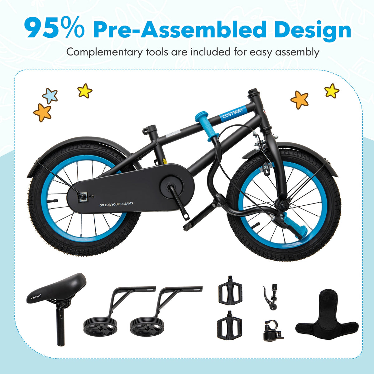 Kids Bike with Adjustable Handlebar and Saddle