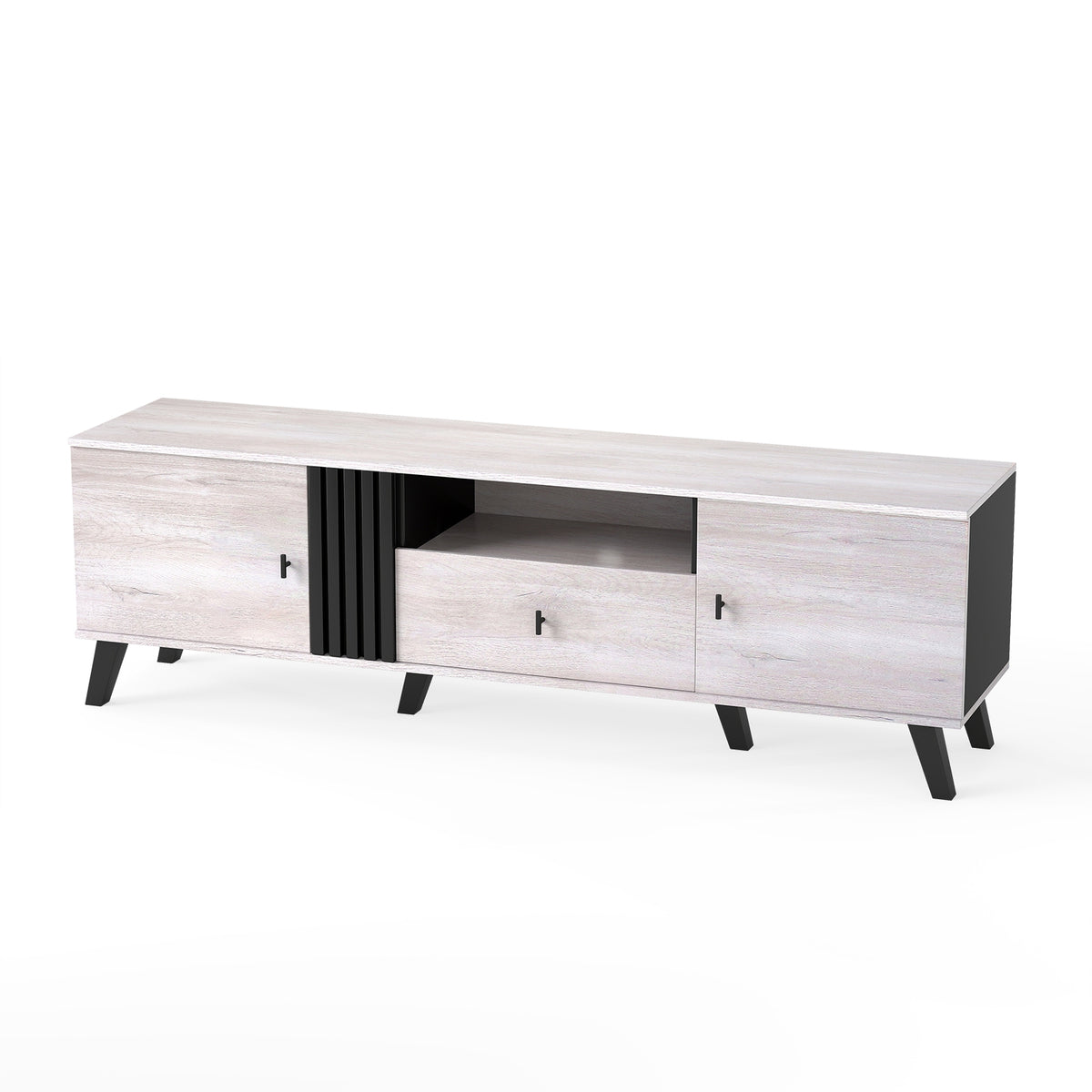Mid Century Modern TV Stand Entertainment Center for 80" TVs-Oak-Entertainment Centers & TV Stands-DECOROLALA