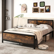 Metal Bed Frame with Headboard and Footboard-Simple Bed Frame-DECOROLALA