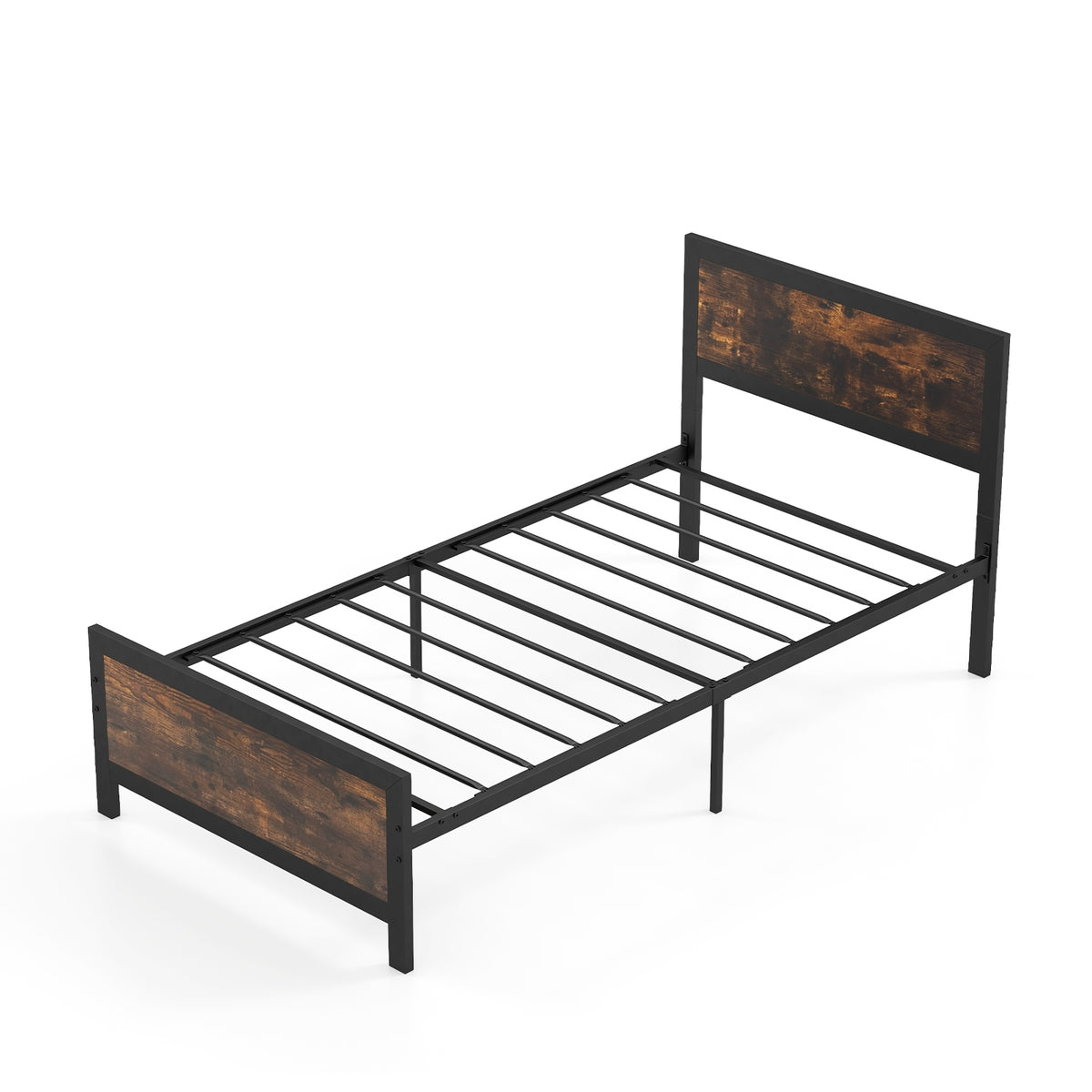 Metal Bed Frame with Headboard and Footboard-Simple Bed Frame-DECOROLALA
