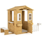 Maisonnette en bois avec banc et comptoirs de service pour enfants de 2 ans et plus
