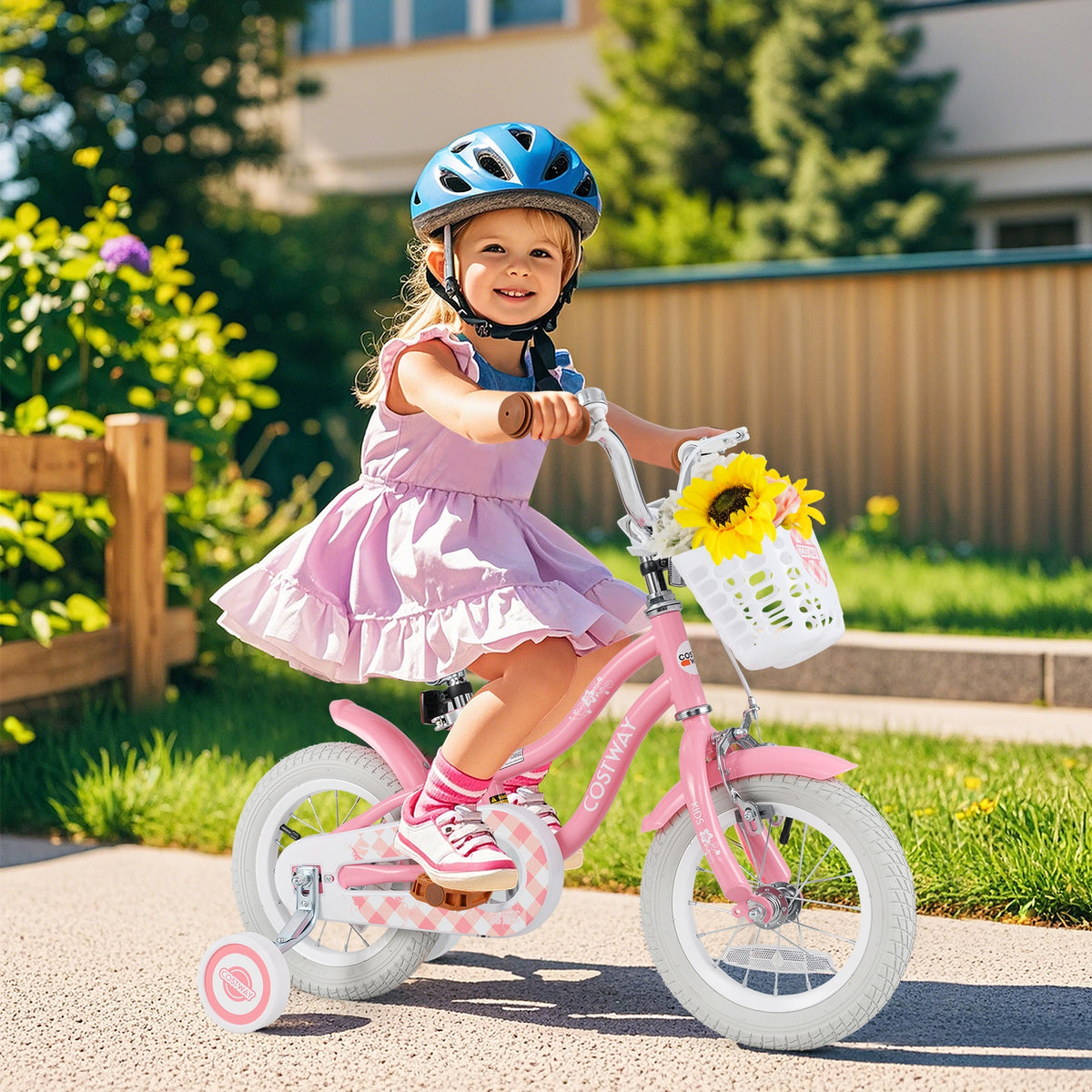 Kids Bike with Training Wheels and Basket for Boys Girls 4-8 Years Old