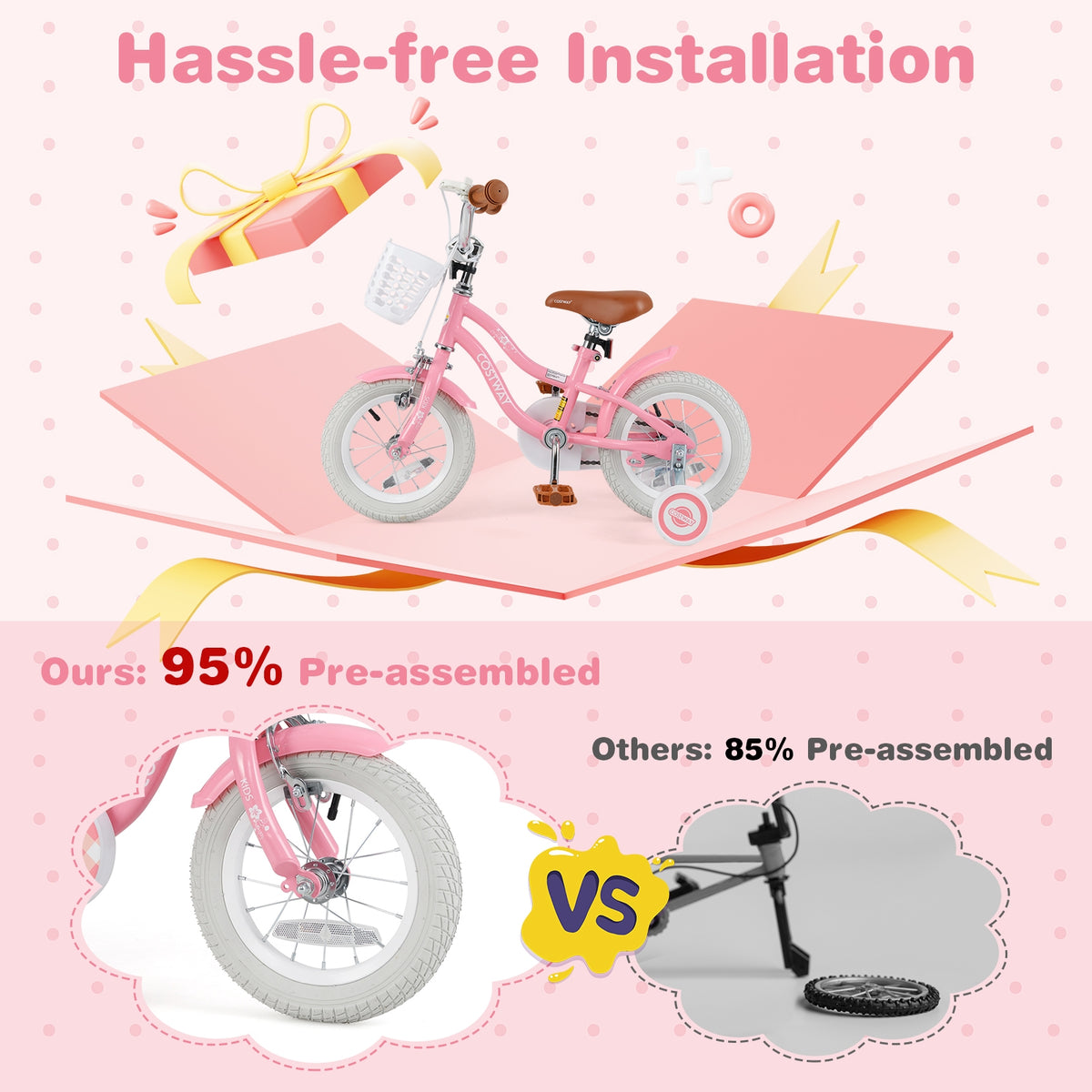 Kids Bike with Training Wheels and Basket for Boys Girls 4-8 Years Old
