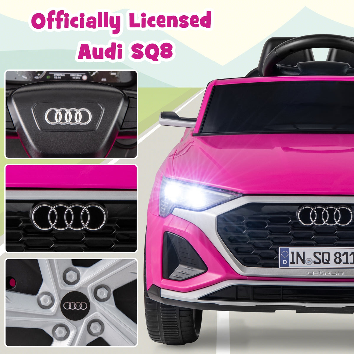 12V Kids Ride on Car Licensed Audi SQ8 with Remote Control and 3 Speeds