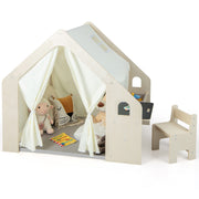 Maison de jeu d’intérieur de style Montessori avec bac de rangement et tapis de sol pour tout-petits de 2 à 6 ans - beige