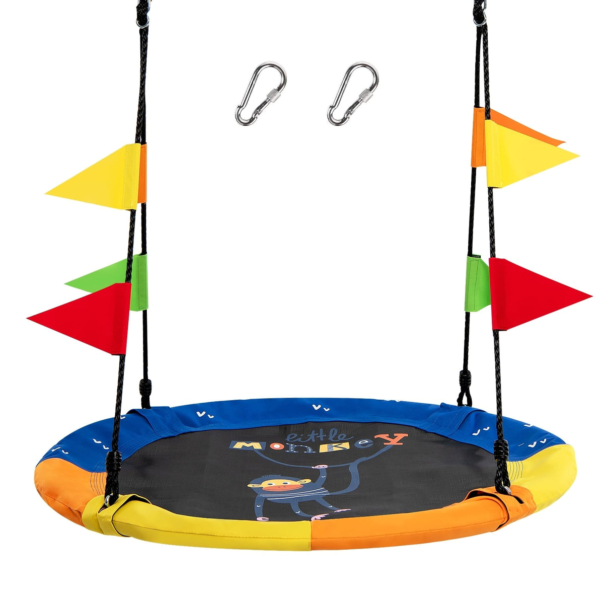 40 Inch Indoor Outdoor Flying Saucer Tree Swing with Hanging Strap
