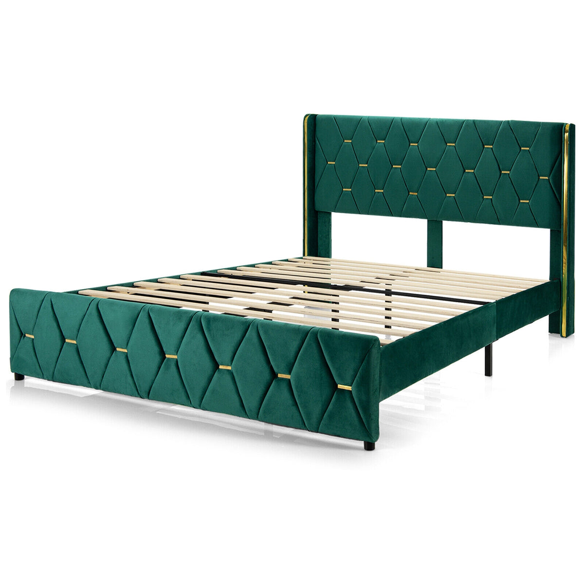 Upholstered Platform Bed Frame with Adjustable Headboard-Simple Bed Frame-DECOROLALA