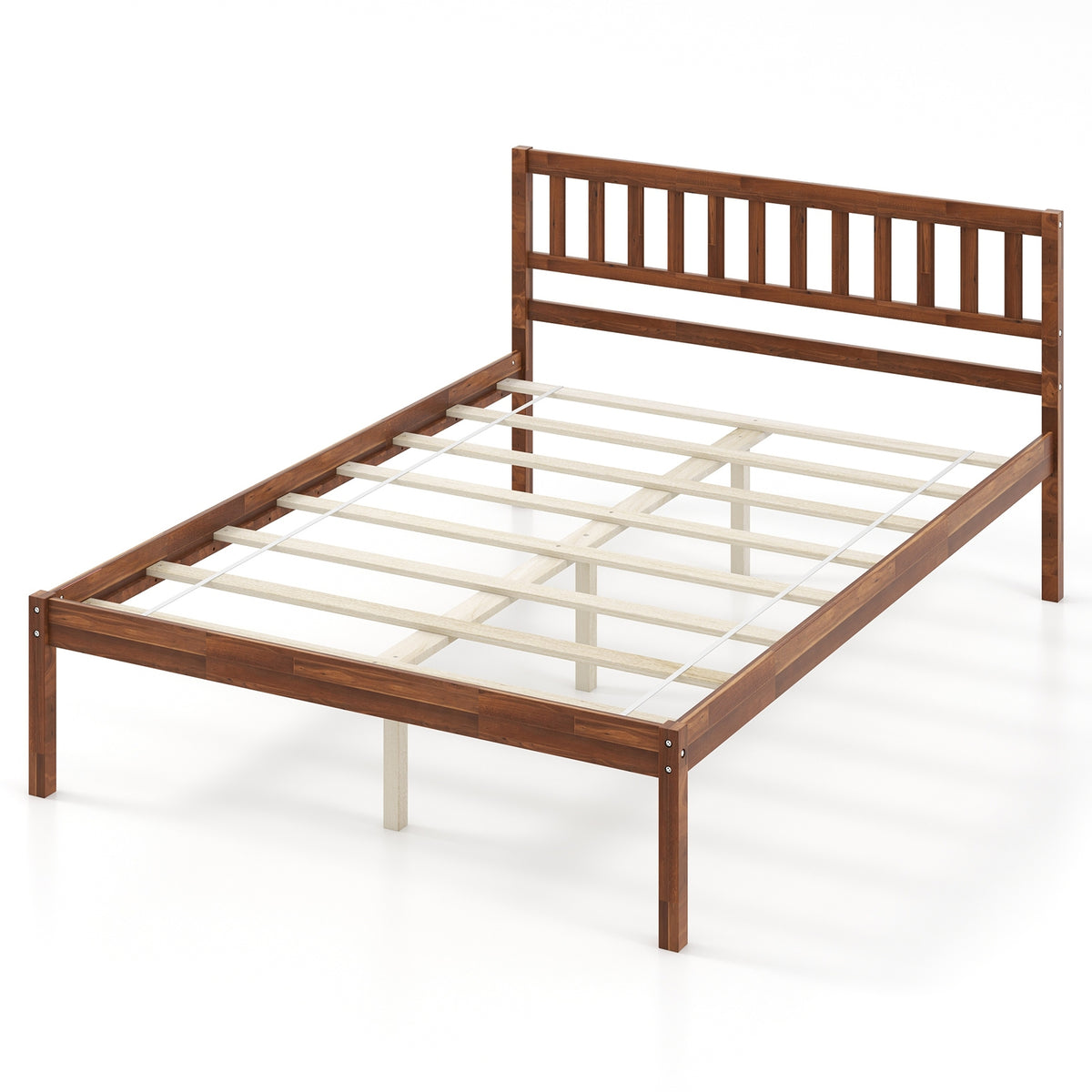Wood Bed Frame with Headboard and Slat Support-Simple Bed Frame-DECOROLALA