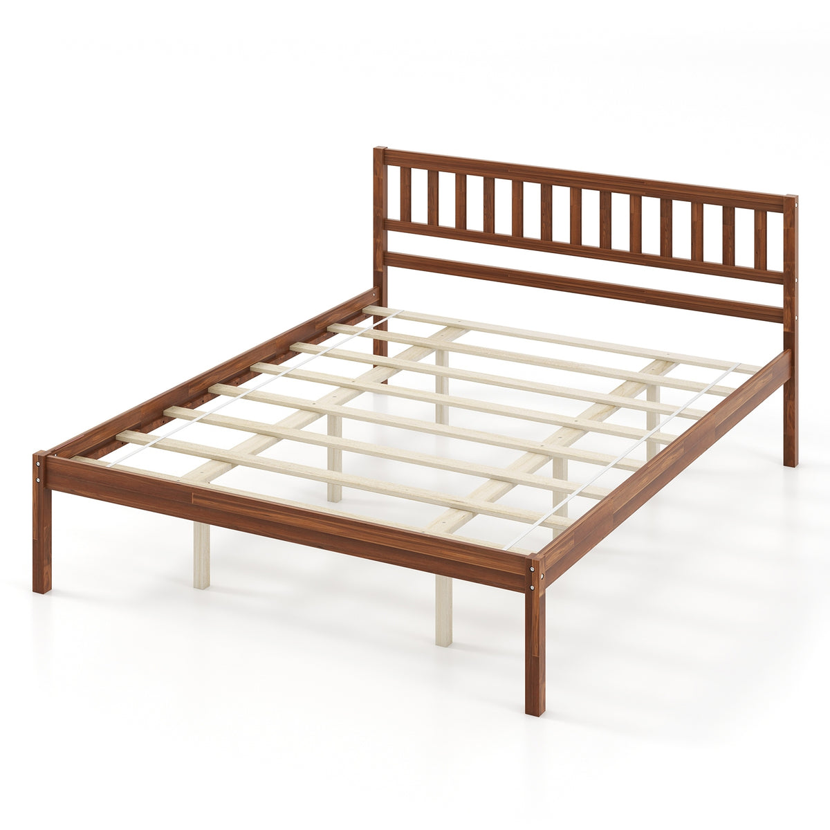 Wood Bed Frame with Headboard and Slat Support-Simple Bed Frame-DECOROLALA
