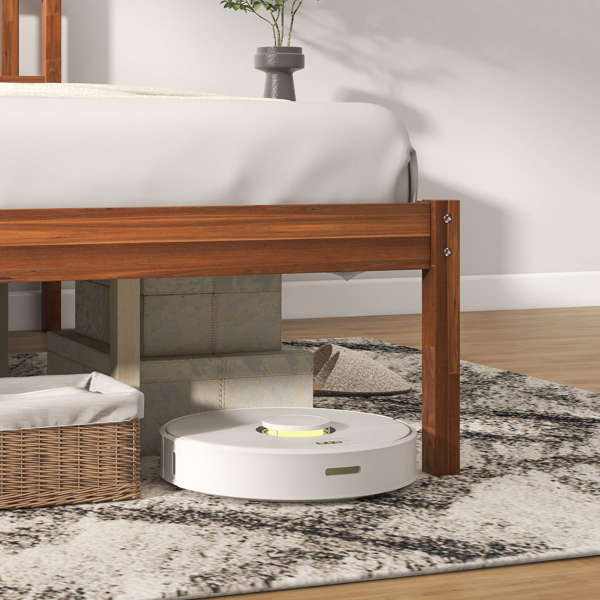 Wood Bed Frame with Headboard and Slat Support-Simple Bed Frame-DECOROLALA