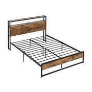 Bed Frame with 2-Tier Storage Headboard and Charging Station-Simple Bed Frame-DECOROLALA