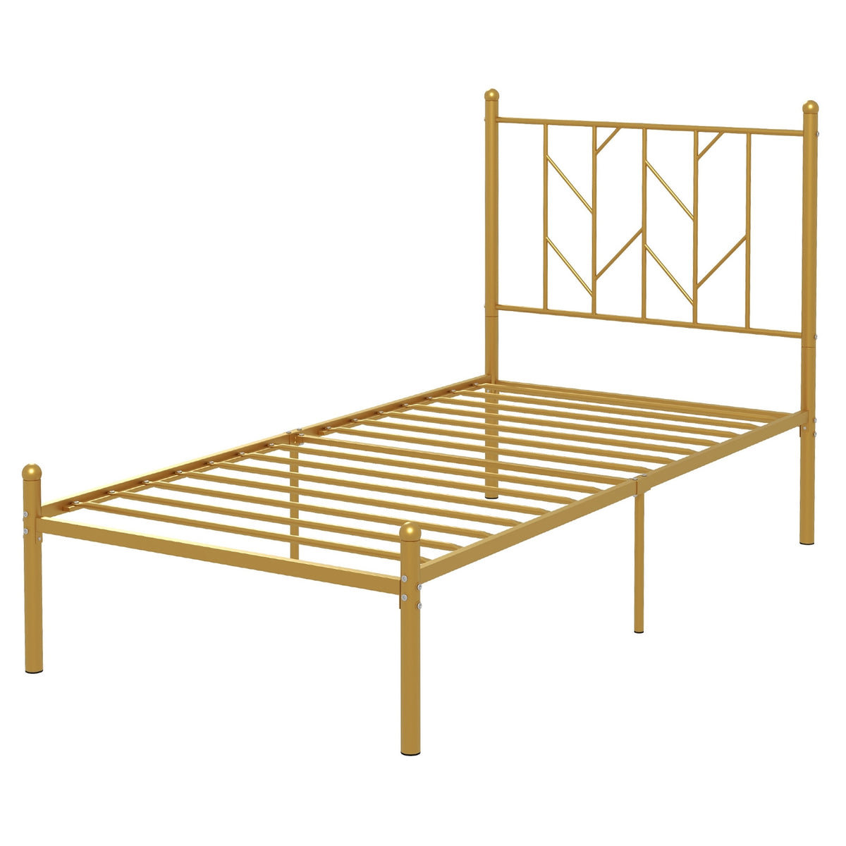 Metal Platform Bed Frame with Vintage Headboard-Simple Bed Frame-DECOROLALA