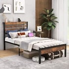 Bed Frame with Charging Station and Storage Headboard-Simple Bed Frame-DECOROLALA