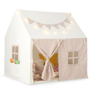 Grande tente de jeu pour enfants avec tapis rembourré et 2 fenêtres respirantes-Beige