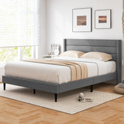 Linen Upholstered Platform Bed Frame with Wingback Headboard-Simple Bed Frame-DECOROLALA