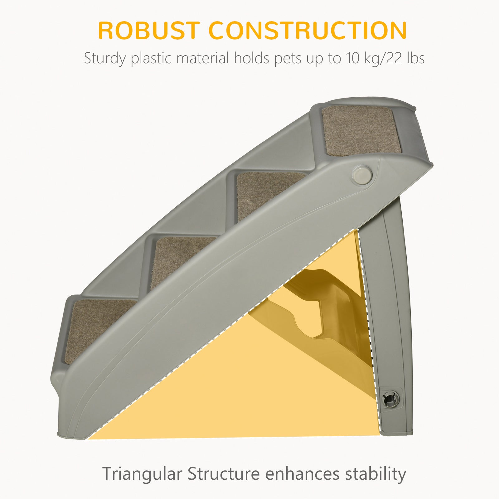 Escalier portable pour chien à 4 niveaux, marches pliables pour petits chiens, marches légères pour chat, avec tapis doux antidérapants, pour lit haut et canapé, gris