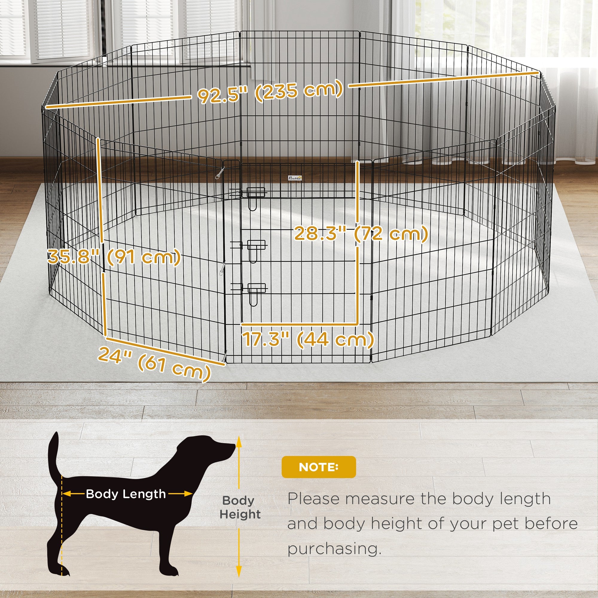 Enclos pliable en métal de 36 pouces pour animaux, aire d’exercice, niche et cage pour chiens et chiots, 12 panneaux