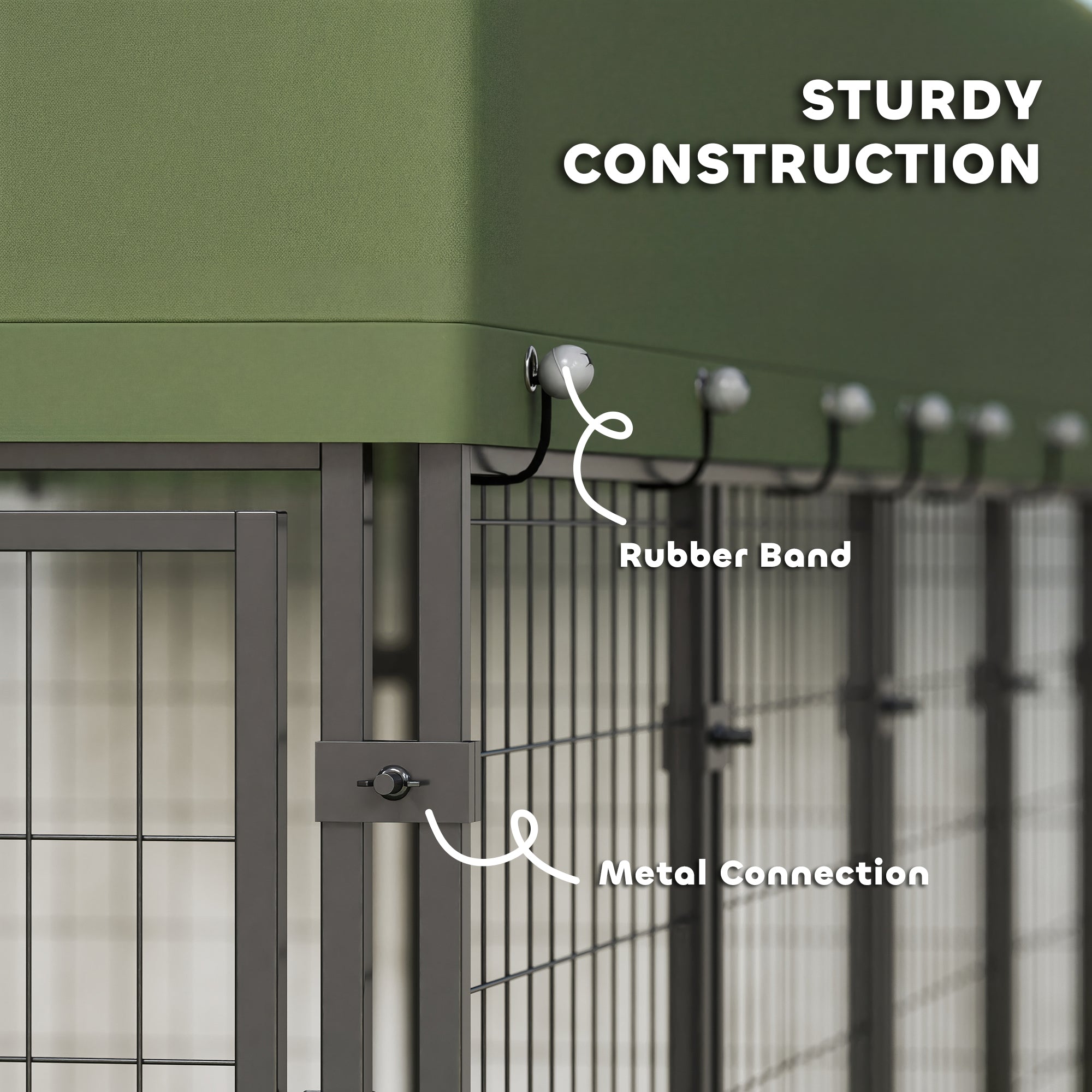 8' x 4' x 6' Outdoor Dog Kennel, Dog Kennel Outside Run with 360° Rotating Bowls, Waterproof & UV Resistant Cover Green