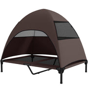 Elevated Dog Bed with Canopy Raised Dog Bed  Washable Mesh Steel Frame 41.7" x 29.9" x 39" Coffee