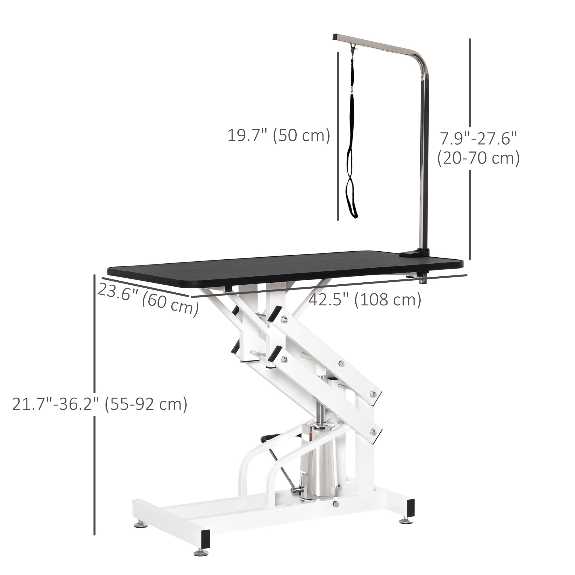 Pet Grooming Table, Height Adjustable Dog Grooming Table with Arm, Noose and Non-Slip Grooming Table, Black