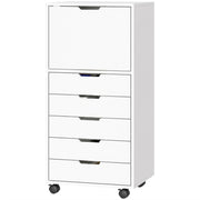 File Cabinet on Wheels Mobile Printer Stand with 5 Drawers for Home Office White-Office Products > Office Furniture > Office Cabinets & Cupboards-DECOROLALA