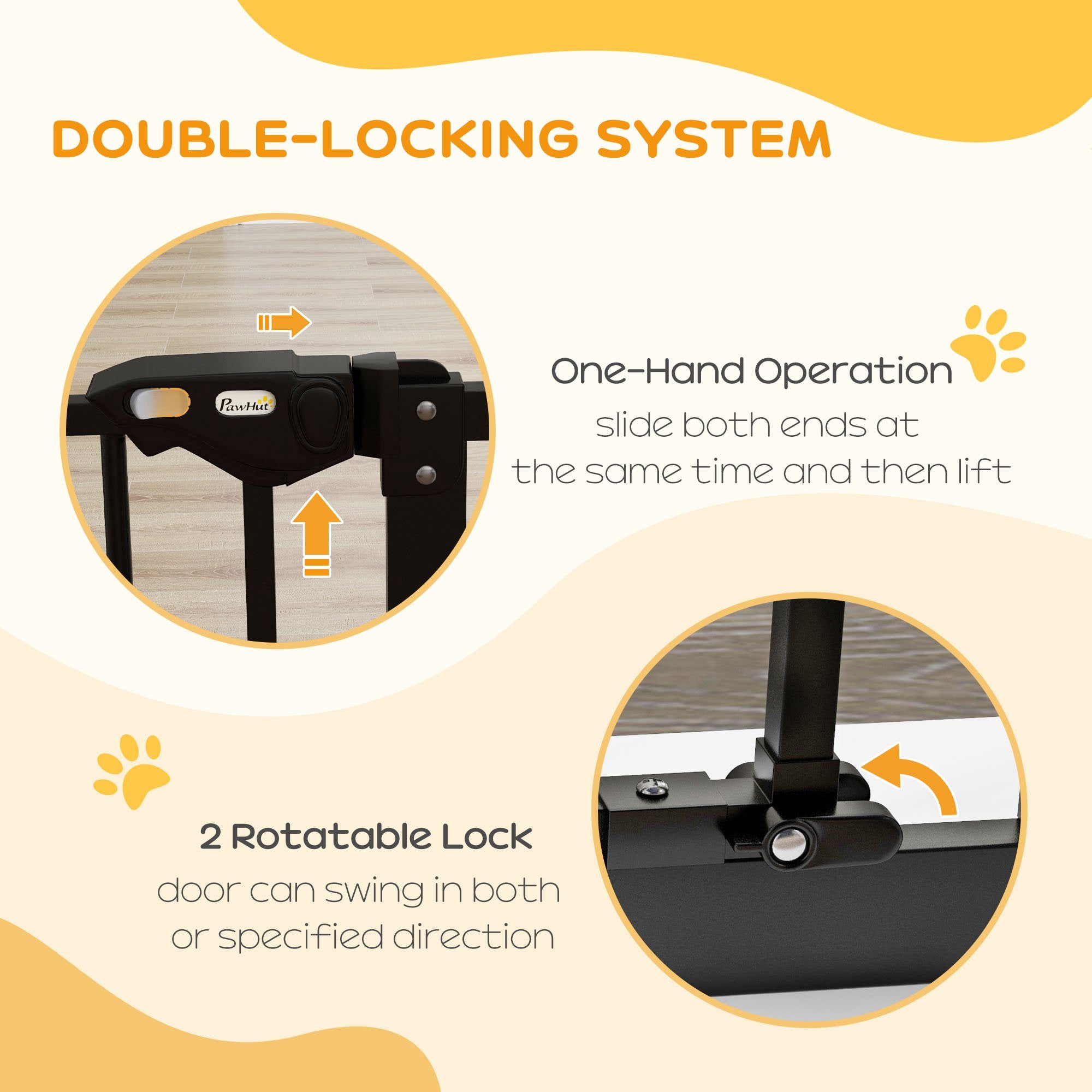 30 Inch Tall Pet Gate with Door Dog Gate and Barrier Indoor for Stairs, Pressure-Mounted Safety Gate, Black