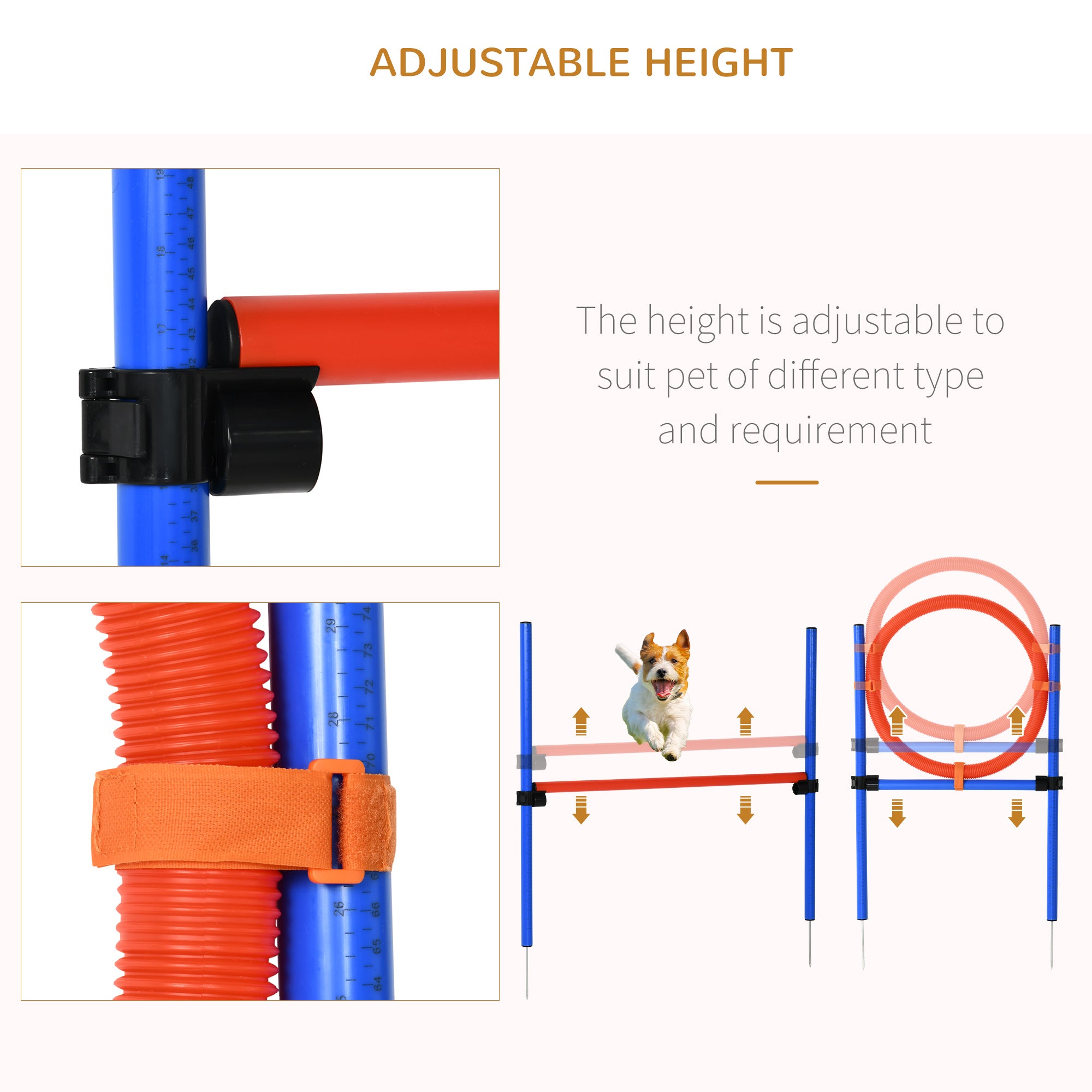 Kit d’entraînement à l’agilité pour chiens, saut en hauteur, poteaux de slalom, anneau et obéissance, équipement réglable et portable