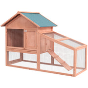 2 Tier Rabbit Hutch Outdoor Bunny House Guinea Pig Cage with Removable Tray, Ramp, Asphalt Roof