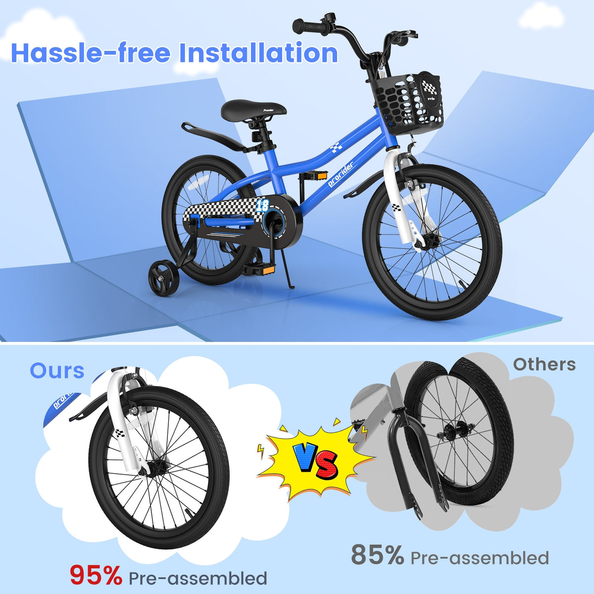 18 Feet Kids Bike with Removable Training Wheels