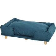 Canapé pour chien lavable pour grands chiens, canapé pour animal surélevé avec pieds antidérapants, bleu foncé