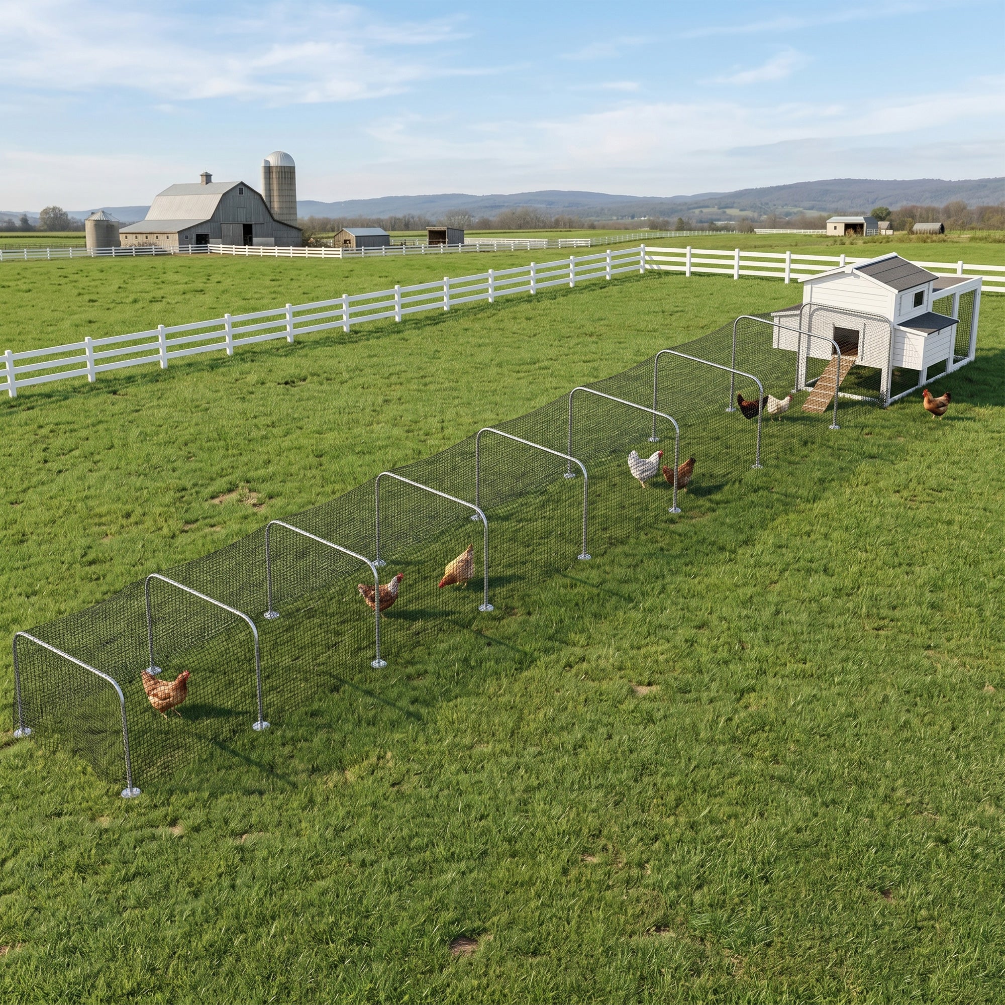 Extra Long Chicken Tunnel for Outside, 354" x 39" Galvanized Steel Chicken Run for 10-15 Chickens or Ducks