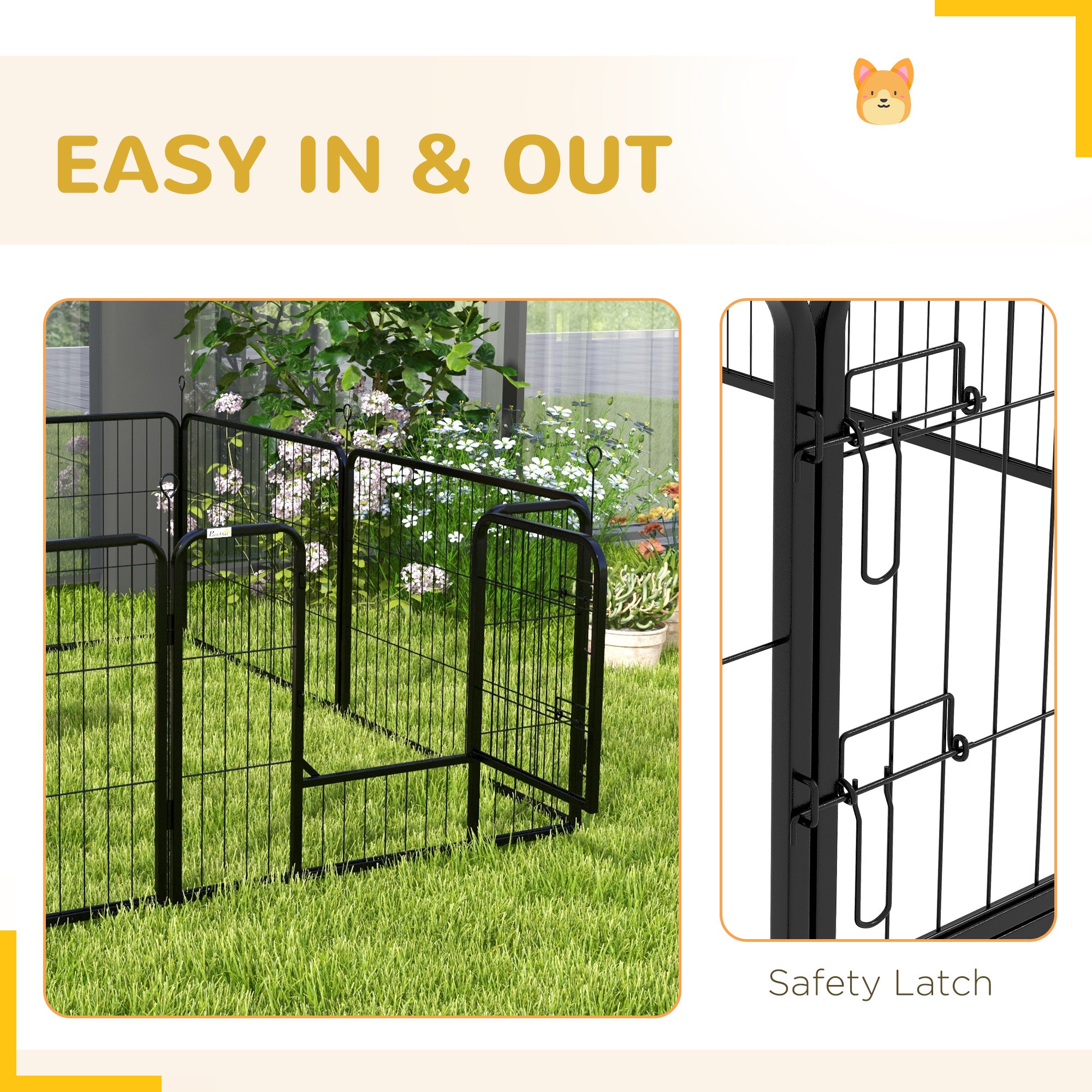 8 Panel Heavy Duty Dog Playpen 23.5" Height for Small Medium Dogs