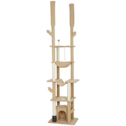 89"-100" Floor to Ceiling Cat Tree Cat Tower for Large Cats w/ Scratching Posts, Grooming Brush Post, Cat Condo, Brown