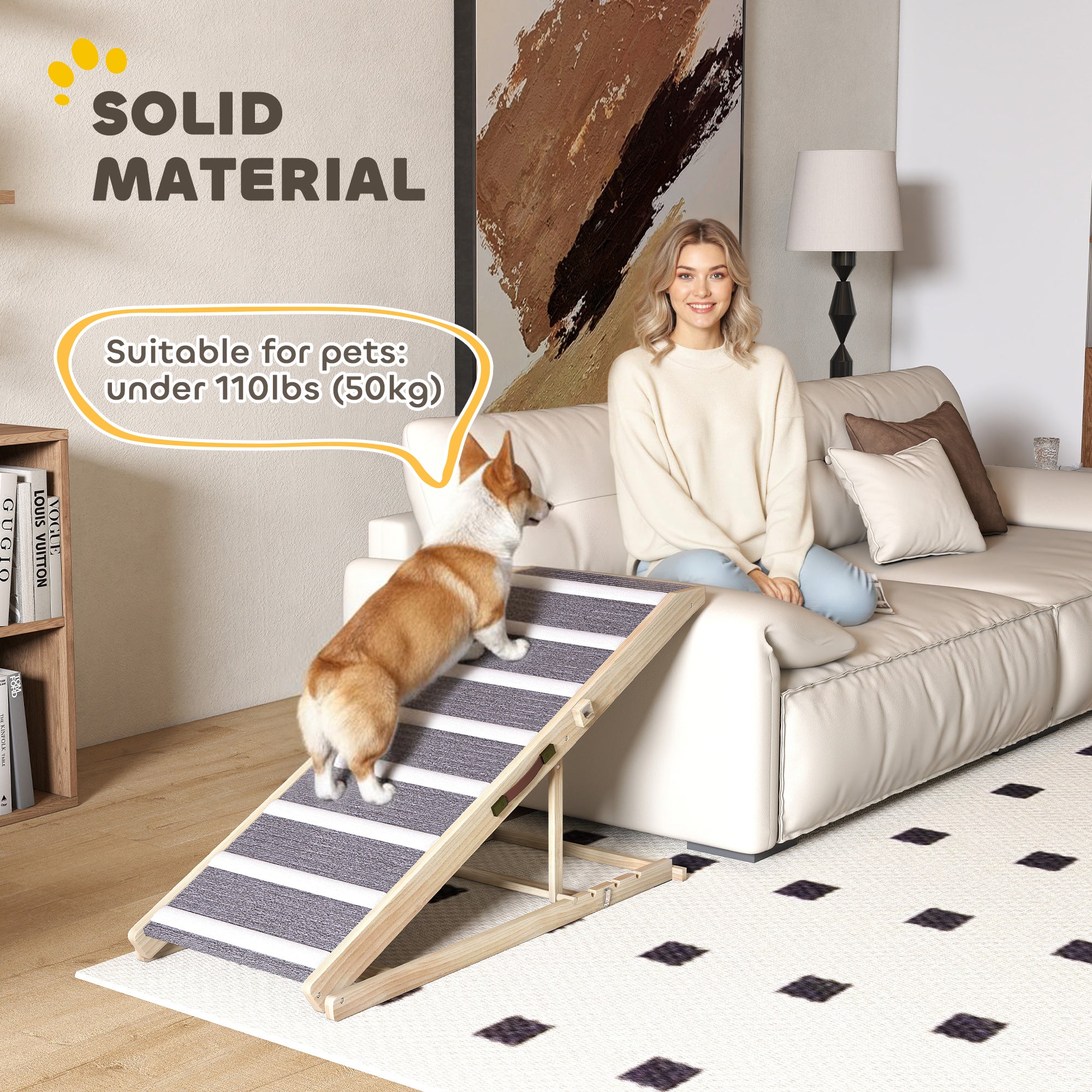 Dog Ramp for Couch, Foldable Pet Ramp for Small to Large Dog, 4 Adjustable Height from16" to 23.5"